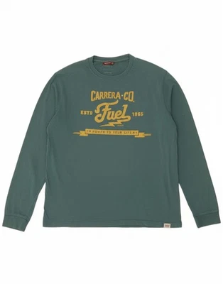 Camiseta gráfica CARRERA para hombre manga larga 2XL azul algodón BK02 Foto 1 de 4