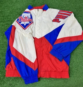 Vintage 90s Philadelphia Phillies Apex One Windbreaker Jacket Mens Size Large - Picture 1 of 10