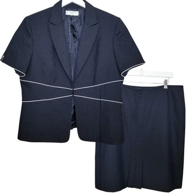 STRESA ASL Lunares Falda Traje Manga Corta Chaqueta y Lápiz Patada Plisada Falda - 18 Foto 1 de 4