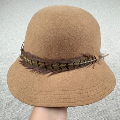 Sombrero Fedora Betmar Lana Tostada Mujer Marrón Camel Pluma De Colección Foto 1 de 4
