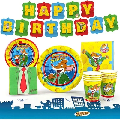 Paquete de suministros para fiesta de cumpleaños Geronimo Stilton | 58 piezas | Sirve para 8 invitados Foto 1 de 4