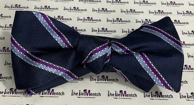 BROOKS BROTHERS Navy Striped Design Pre Tied Adjustable Bow Tie(New-Minor Flaws) - Image 1 of 2