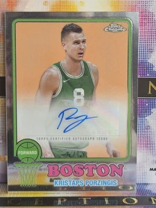 2024-25 Topps Chrome Kristaps Porzingis 1973 Auto Insert SP Celtics Hawks - Picture 1 of 2