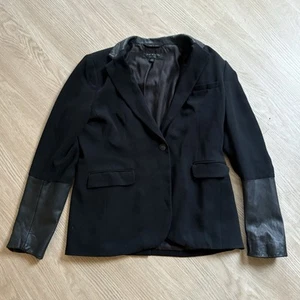 Rag & Bone Blazer Jacket Women’s Size 10 Lamb Leather Collar Sleeves Black - Picture 1 of 7
