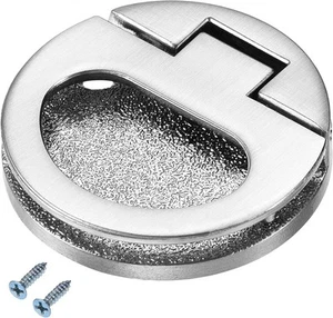 Flächenbündiger Zugringgriff 43,5 x 7 mm, Hobel Schubladentürzug, silberfarben gebürstet - Bild 1 von 5