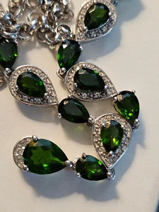 Sterling Silver Green Chrome Diopside Necklace, 16" - Picture 1 of 14