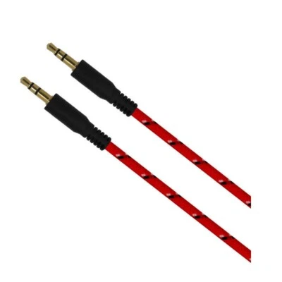Red 3FT 3.5mm AUX Cord Male to Male  Audio Stereo Cable for Car Truck Cellphons - Image 1 of 4