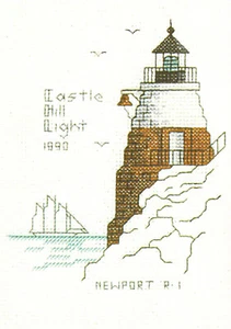 Kit de punto de cruz ~ luz histórica faro Castle Hill, RI #HD236 ¡VENTA FUERA DE IMPRENTA! - Imagen 1 de 3