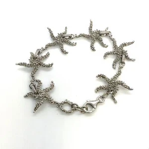 Pulsera de eslabones con panel de estrellas de mar patrón retro Italia Sterling Reeb firmada de colección 7 - Imagen 1 de 9
