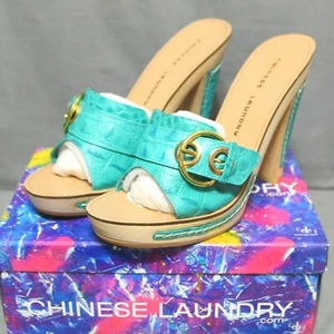CL BY LAUNDRY womens high heel sandals shoes multi sizes turquoise leather NEW - Picture 1 of 6