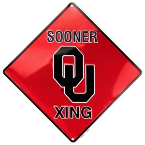 University of Oklahoma Sooners 12" Xing Crossing Collegiate Metal Sign Embossed - Picture 1 of 1