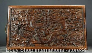 14" Old China Huanghuali Wood Dynasty Palace Loong Dragon Treasure Chest Box - Picture 1 of 8