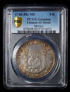 PCGS AU 1746-Mo MF Mexico Silver 8 Reales - Picture 1 of 4