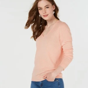Charter Club Women's Sweater V-Neck Cashmere Ladies Blush Creme Size Small - Picture 1 of 8