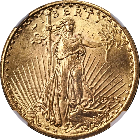 1925-P Saint-Gaudens Gold $20 NGC MS65 Superb Eye Appeal Strong Strike Cover