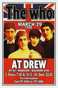 THE WHO 1968 CONCERT POSTER at Drew Baldwin Gym Madison NJ Gig Poster - Picture 1 of 2