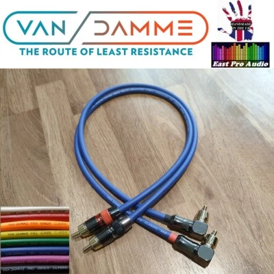 Van Damme Pro Grade RCA Cable PAIR Right Angle to Straight Silver Plated OFC - Image 1 of 4