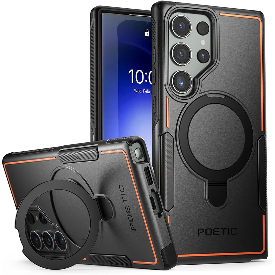 For Samsung Galaxy S23 Ultra Case | Poetic Magnetic Ring Stand Cover Black - Image 1 of 4