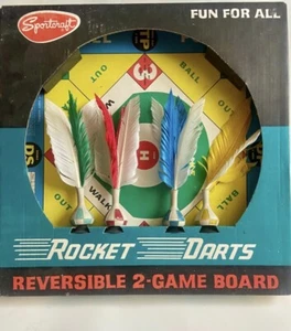 Dardos cohete Sportcraft vintage ¡NUEVOS en caja! Tablero reversible de 2 juegos | ¡Grande! - Imagen 1 de 5