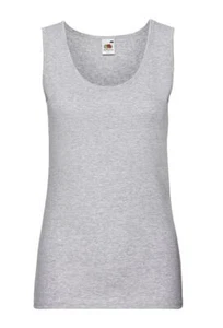 Womens Fruit of the Loom Athletic Valueweight Grey Lady Fit Vest Tank Top - Picture 1 of 7
