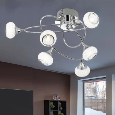 Plafoniera Lampada Spot Plafoniera Vetro Lampada da Cucina Argento Tondo D 57 CM - Immagine 1 di 4