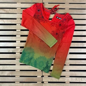 Womens Long Sleeve T-Shirt Desigual Multicolor Floral Pattern Size L Cotton   - Picture 1 of 7