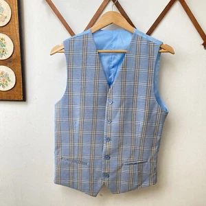 Boohoo Man Colorful Plaid Waistcoat Suit Vest Men’s 36 - Picture 1 of 8