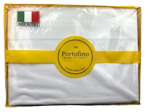 PORTOFINO QUEEN White Gray Sheet Set Made in Italy 200 TC Embroidered Gray - Picture 1 of 15