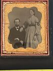 Antique Civil War Era Man Woman Couple Tintype in Velvet Case