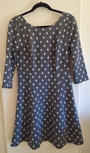 Modcloth Damen große A-Linie Kleid grau Sterne 3/4 Arm U-Ausschnitt süß - Bild 1 von 7