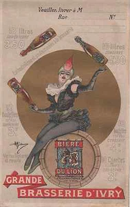 "LIONENBIER / Gde BRASSERIE d'IVRY" Orig. Chrom Etikett WILLAUME Ende 1800 - Bild 1 von 1