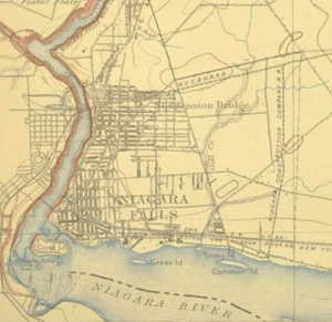 Vintage NIAGARA FALLS Map New York Central Railroad Suspension Bridge NYC & HRR - Picture 1 of 8
