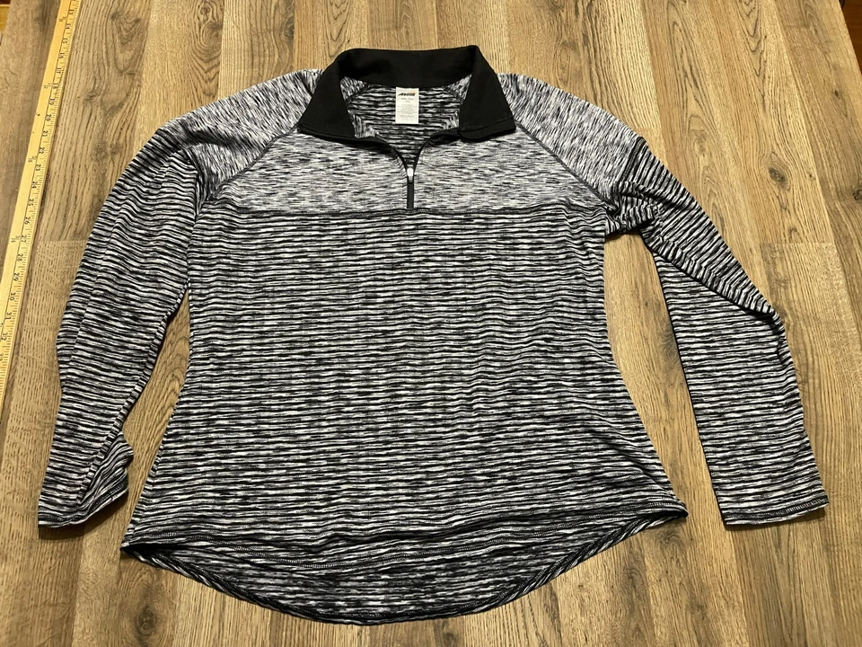 Camisa Avia, Mujer Talla 2XL, Gris Negro, Cremallera 1/4, Manga Larga, Cuello Foto 1 de 4