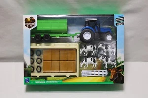 NewRay Country Life Farm Animals and Accessories Playset 26 Pcs Cattle Tractor - Picture 1 of 6