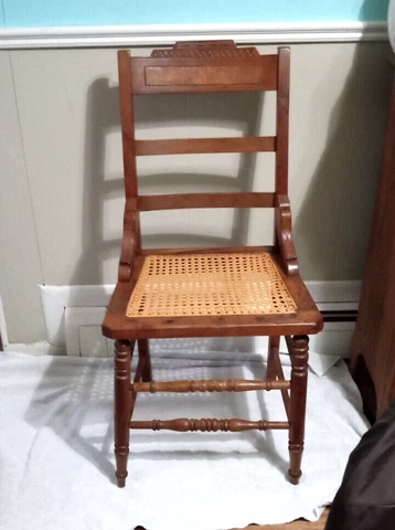 Antique Oak Cane Seat Armless Chair Cover