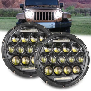 7" Round Halo LED Headlights Hi/Lo Turn Signal DRL For Jeep Wrangler JK TJ CJ LJ - Picture 1 of 14