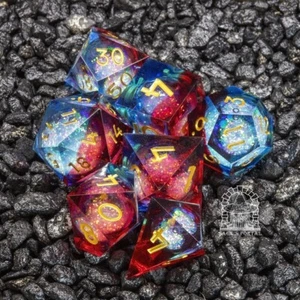 Sage's Spirits - Ember Spirits Liquid Core Sharp Edge Resin Dice Set - Picture 1 of 11