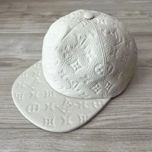 LOUIS VUITTON MP2321 White Monogram Leather Cap Newsboy Style Japan Authentic - Picture 1 of 13