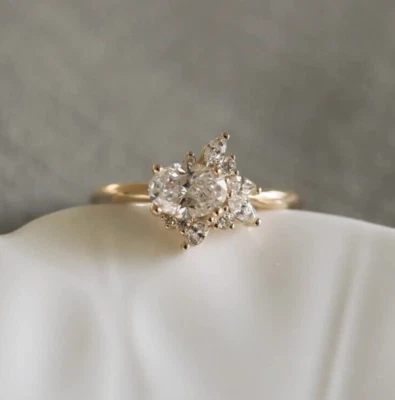 Vintage Style Oval Cut Moissanite 2.50 CT Engagement Ring 14k Solid Yellow Gold - Image 1 of 4