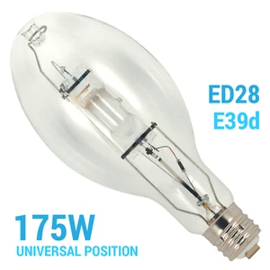 Satco S5829 MH175/ED28/U/4K Metal Halide 175W ED28 HID Mogul DC Screw E39d Clear - Picture 1 of 7