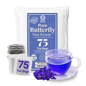 75 Butterfly Pea Flower Tea Bags, Pure Butterfly Pea Flower Tea, Caffeine Free - Picture 1 of 17