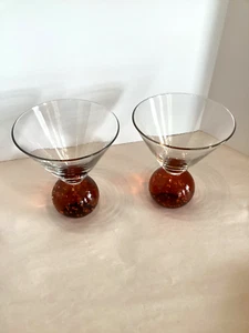 VINTAGE ~ E. COINTREAU BICCHIERI A SFERA MARTINI ARANCIO SOFFIATO A MANO ~ FIRMATI 2 - Foto 1 di 9