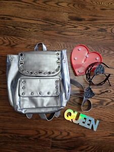 Descendants silver backpack bag and other girls items bundle lot headband light