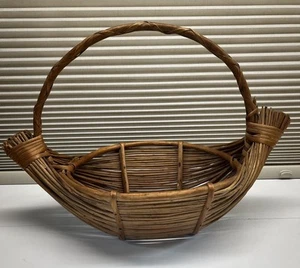 Vintage Sammelkorb aus gebogenem Holz Rattan 15,5 x 9,5 x 11 Zoll - Bild 1 von 12