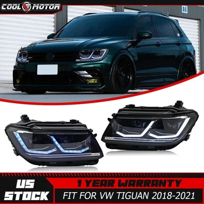 Par de faros proyectores LED para Volkswagen Tiguan 2018-2021 DRL Foto 1 de 4