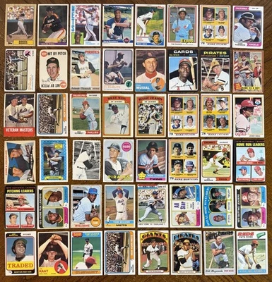 1960-70s-80s STAR/HOF  LOT OF 48 WILLIE MAYS, ROBERTO CLEMENTE LOWER GRADE READ - Image 1 of 4