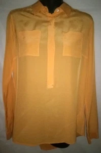 Bogner Blouse Apricot Sz 6 Silk Long Sleeve - Picture 1 of 5
