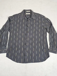 Chemise homme Tommy Bahama boutonnée manches longues grande rayure géométrique noire - Photo 1/9