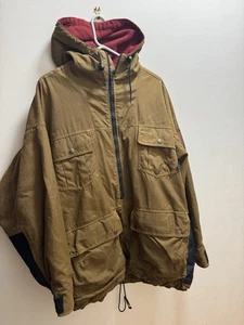 VTG COLUMBIA Size Large Mens Canvas Nylon Anorak Jacket Fleece Lined Hooded L - Picture 1 of 5
