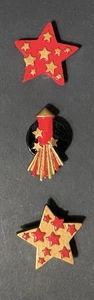 New Lot Of Three Stars And Rocket Snap-On Button Covers - Picture 1 of 4
